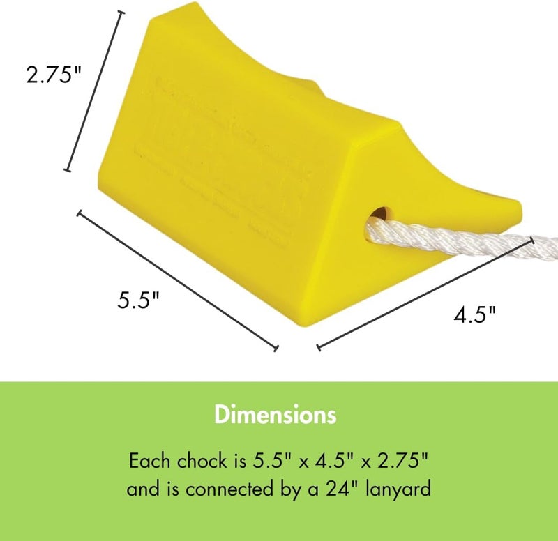 Checkers Industrial Safety Products Tigerchocks AC201 Lightweight Urethane Wheel Chock - Yellow, 5.5" Length x 4.5" Width x 2.75" Height - Image 4